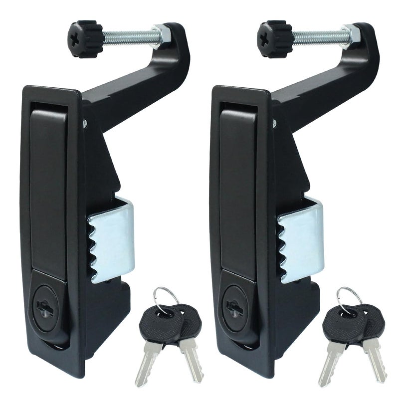 Rierdge 2 Pack Compression Latch Lock with Raised Trigger, Zinc Alloy Trigger Latch Lock Adjustable Lever Hand Operated Compression Latch with Keys(Black) - Image 1